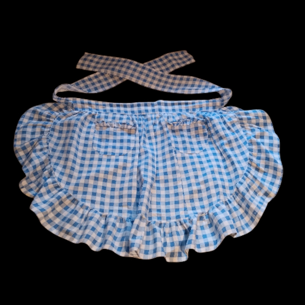 Blue Gingham Ruffled Apron - Picture 2 of 4